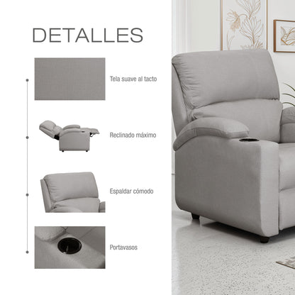 Reclinable Alan Estática microfibra Taupe