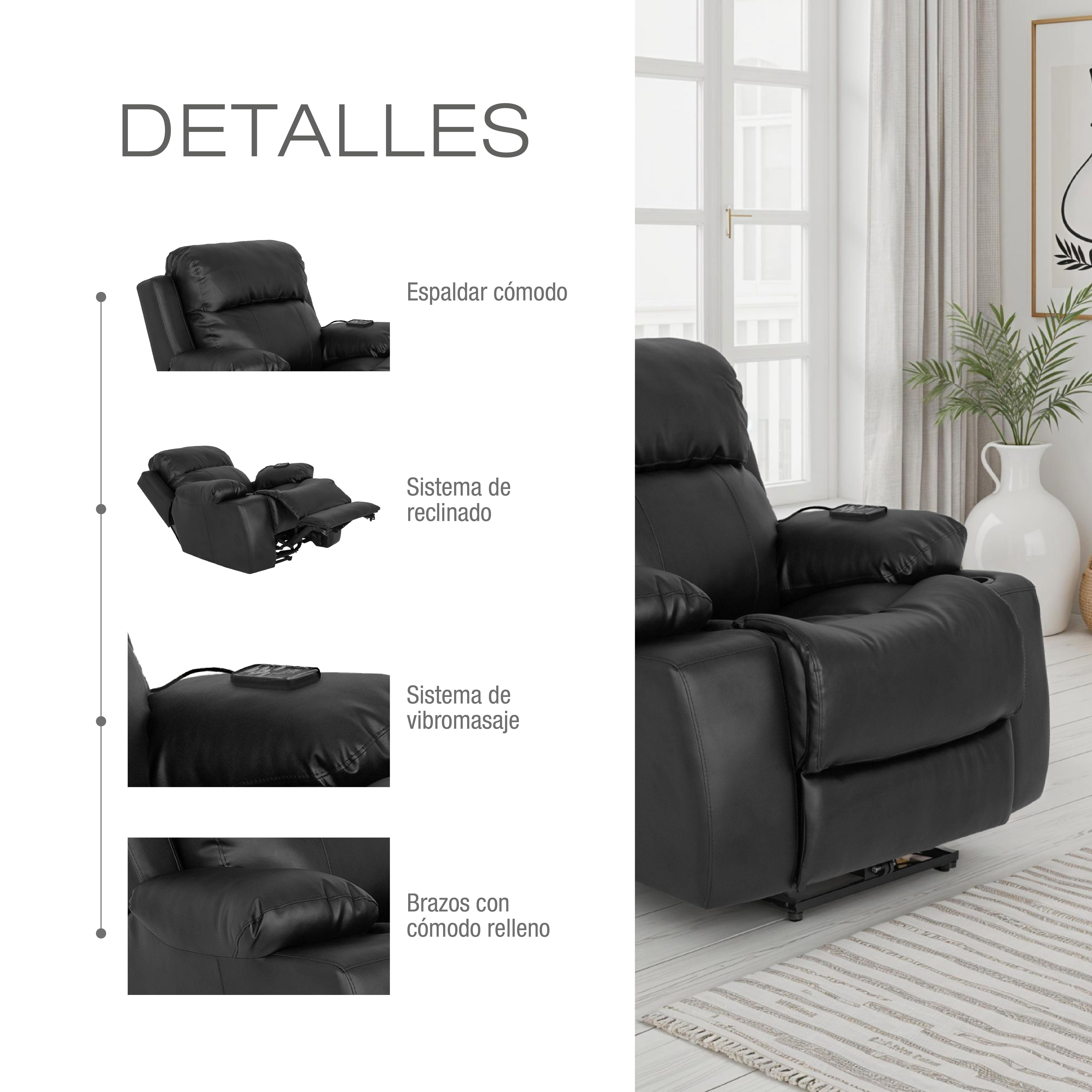 Silla reclinable masajeadora austin estática