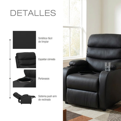 Silla reclinable trevi 1 puesto sintetico negro