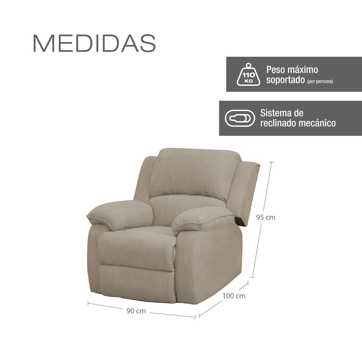 Silla reclinable Tokio microfibra camel