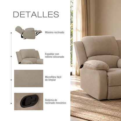 Silla reclinable Tokio microfibra camel