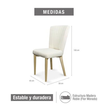 Comedor 6 puestos regina blanco perla-champaña Microfibra crudo