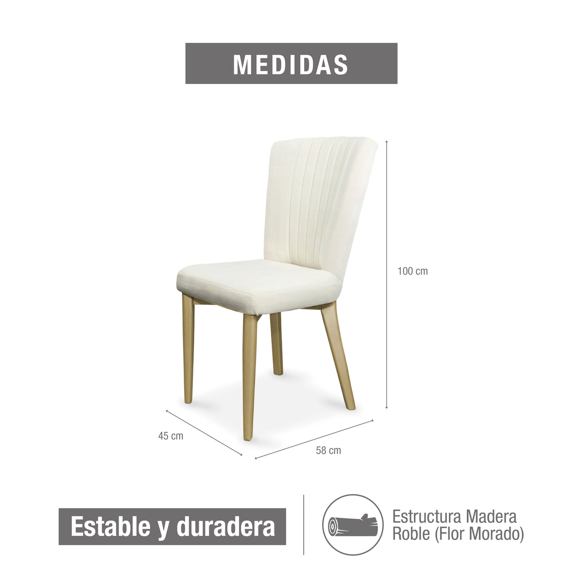Comedor 6 puestos regina blanco perla-champaña Microfibra crudo