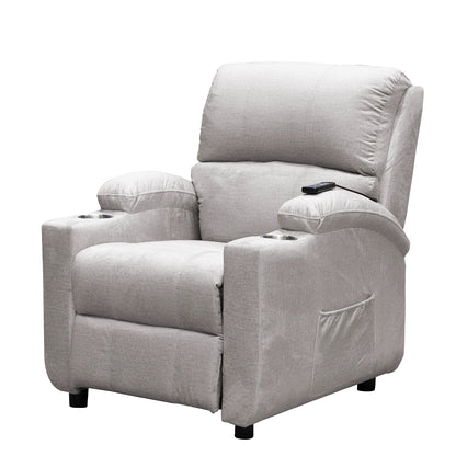 SILLA RECLINABLE ESTATICA ALAN ATLAS  SILVER CON MASAJE MICROFIBRA PLATA