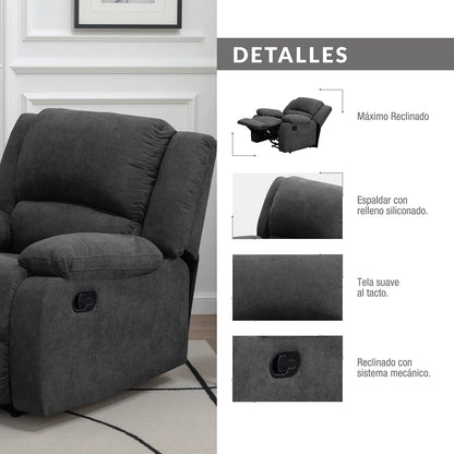 Reclinable Sull estática Microfibra Gris Plomo