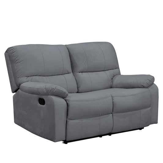 SOFA RECLINABLE GALL  2 PUESTOS ESTATICO MICROFIBRA GRIS PLOMO