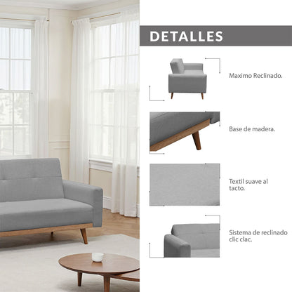 SOFA CAMA  MARK  MICROFIBRA  TAUPE PATAS NATURAL