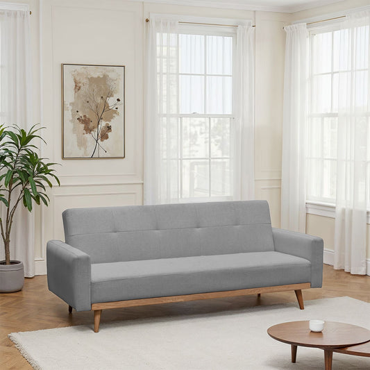 SOFA CAMA  MARK  MICROFIBRA  TAUPE PATAS NATURAL