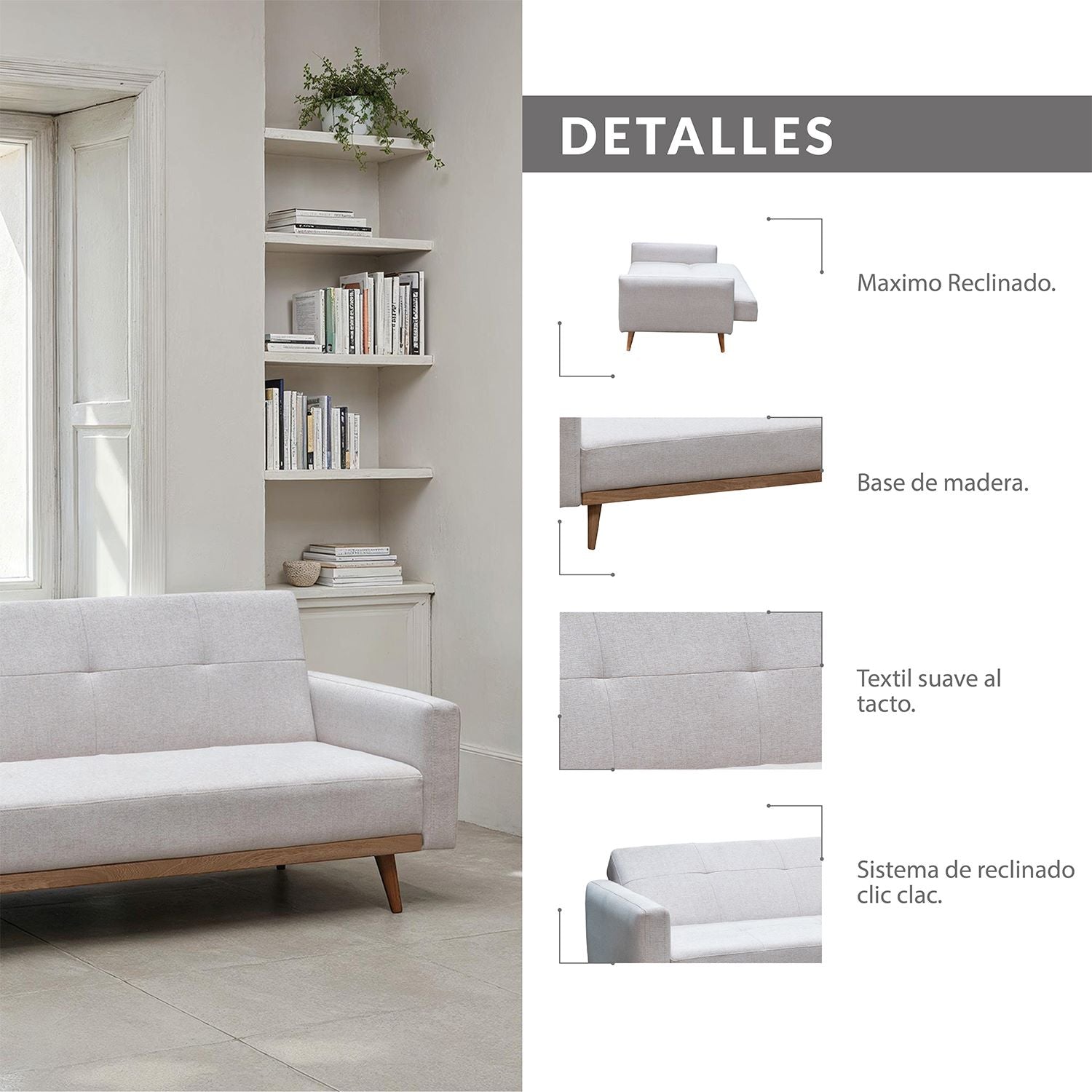 Sofa cama mark microfibra marfil