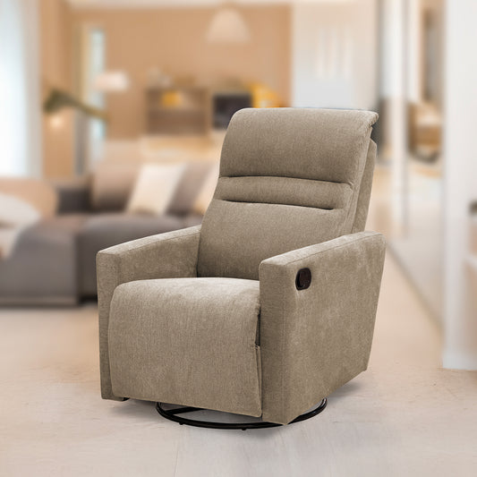 SILLA RECLINABLE MECEDORA GIRATORIA DORIAN 1 PUESTO  MICROFIBRA TAUPE