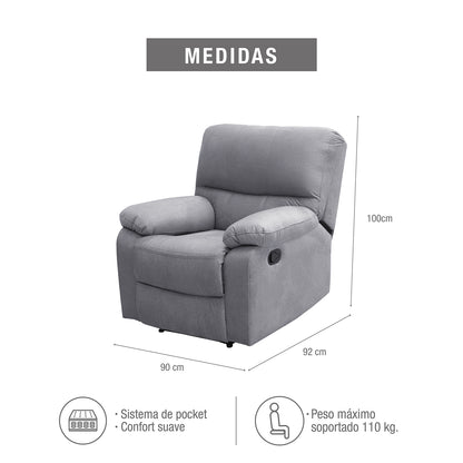 Silla reclinable Gales gris plata