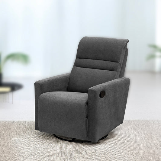 SILLA RECLINABLE MECEDORA GIRATORIA DORIAN 1 PUESTO  MICROFIBRA HUMO