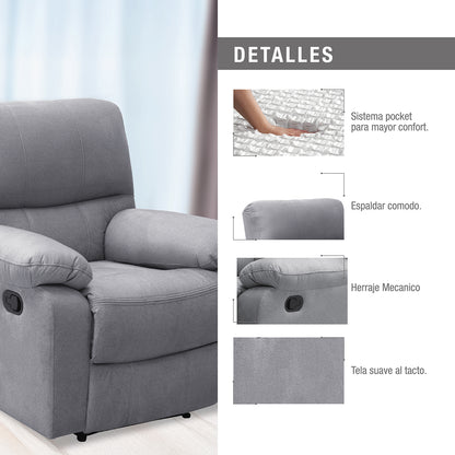 Silla reclinable Gales gris plata