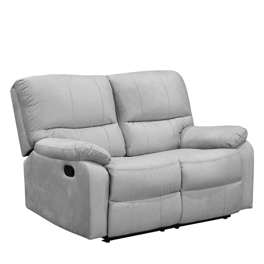 SOFA RECLINABLE GALL 2 PUESTOS ESTATICO MICROFIBRA PLATA
