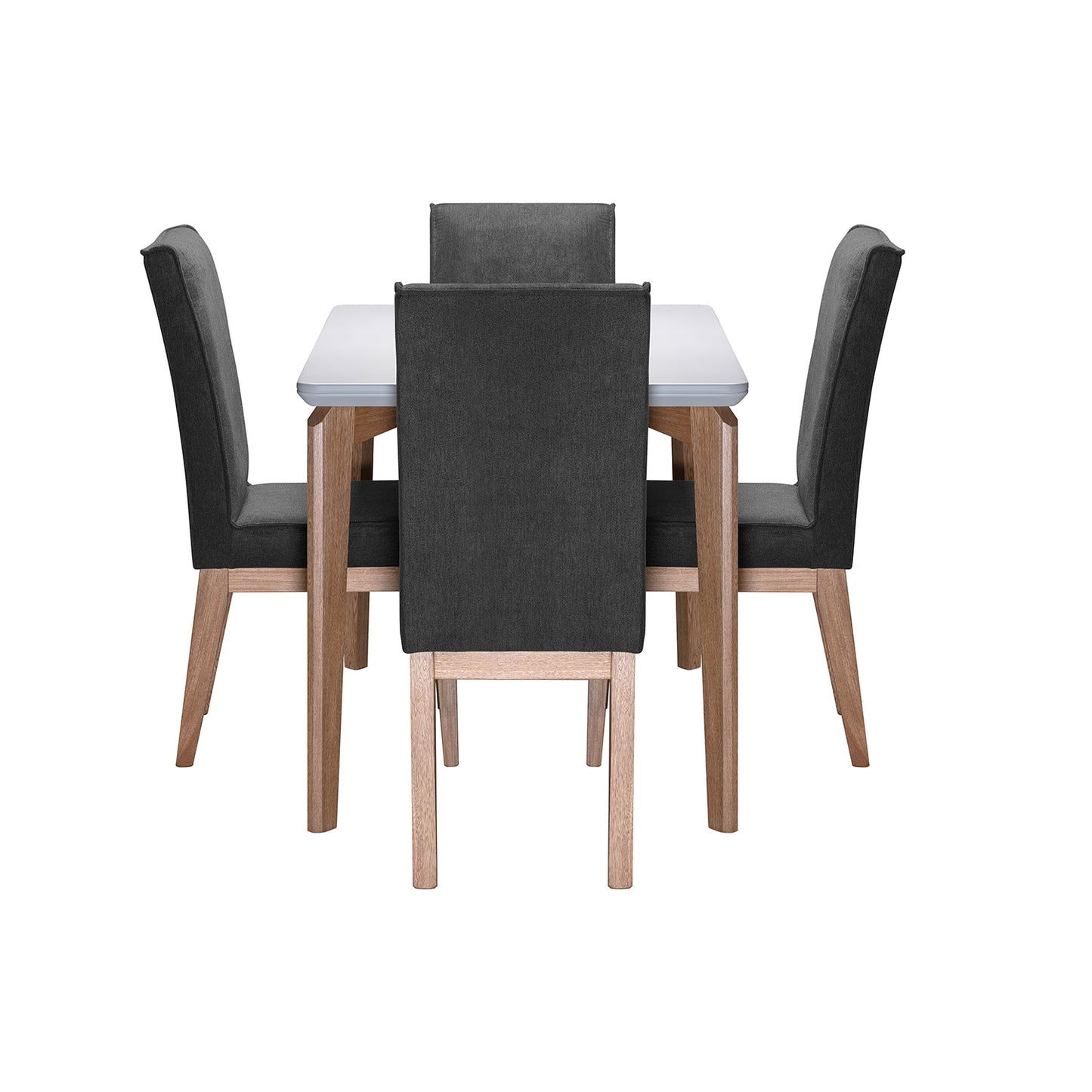 COMEDOR 4 PUESTOS CUSCO BLANCO NATURAL MICROFIBRA GRIS PLOMO