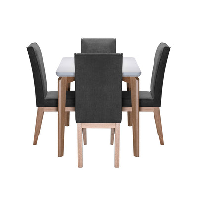 COMEDOR 4 PUESTOS CUSCO BLANCO NATURAL MICROFIBRA GRIS PLOMO