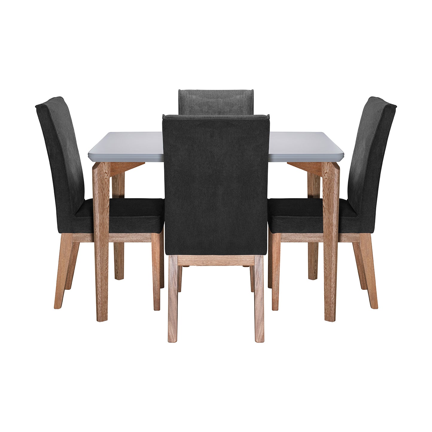 COMEDOR 4 PUESTOS CUSCO BLANCO NATURAL MICROFIBRA GRIS PLOMO