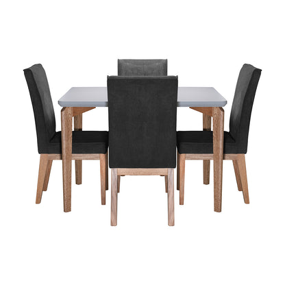 COMEDOR 4 PUESTOS CUSCO BLANCO NATURAL MICROFIBRA GRIS PLOMO