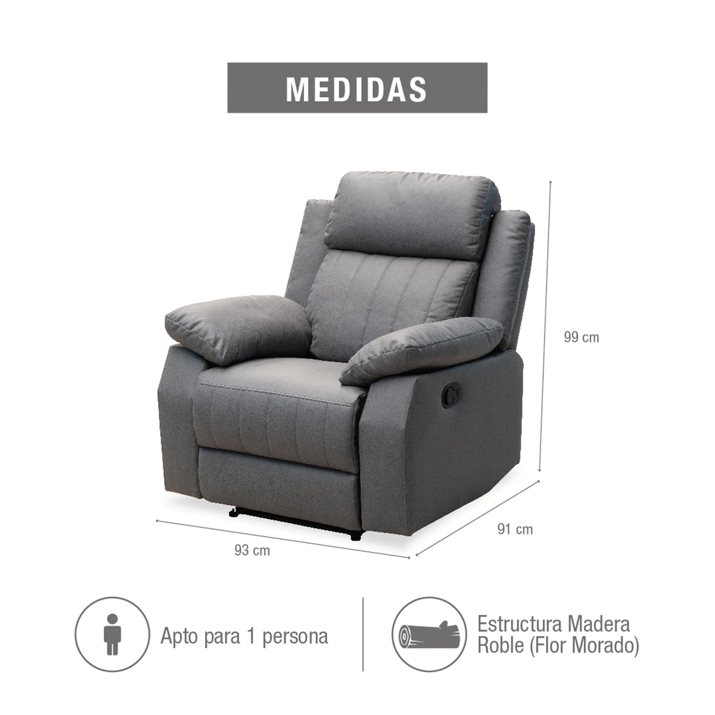 SILLA RECLINABLE DHAKA  GRIS