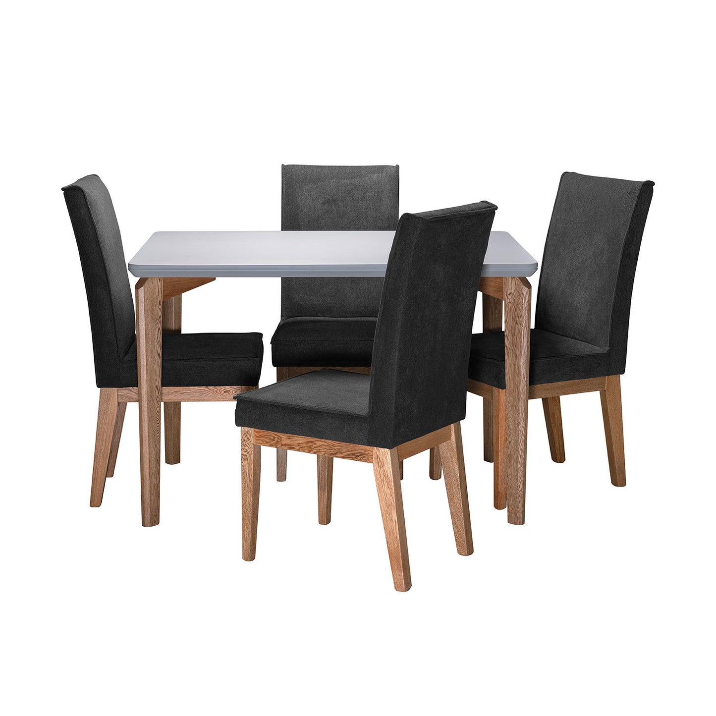 COMEDOR 4 PUESTOS CUSCO BLANCO NATURAL MICROFIBRA GRIS PLOMO