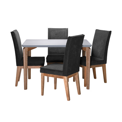 COMEDOR 4 PUESTOS CUSCO BLANCO NATURAL MICROFIBRA GRIS PLOMO