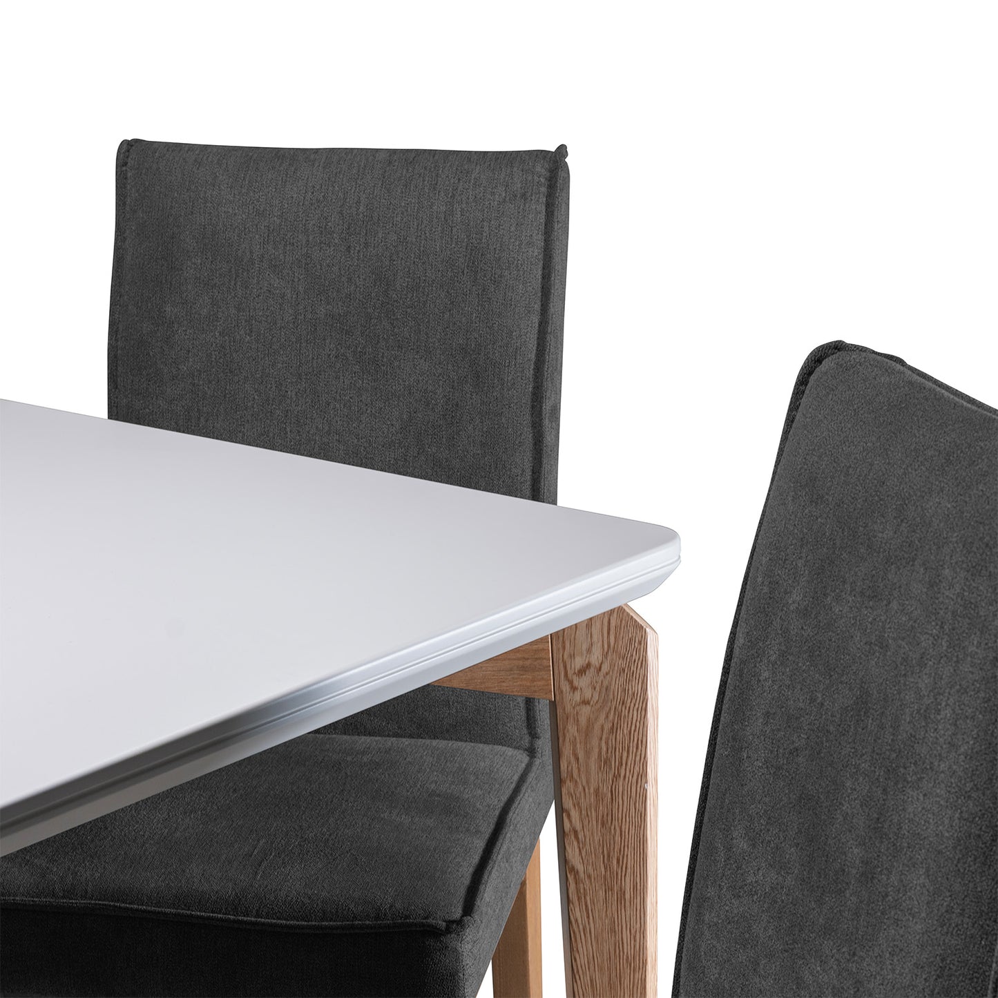 COMEDOR 4 PUESTOS CUSCO BLANCO NATURAL MICROFIBRA GRIS PLOMO