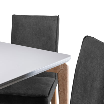 COMEDOR 4 PUESTOS CUSCO BLANCO NATURAL MICROFIBRA GRIS PLOMO