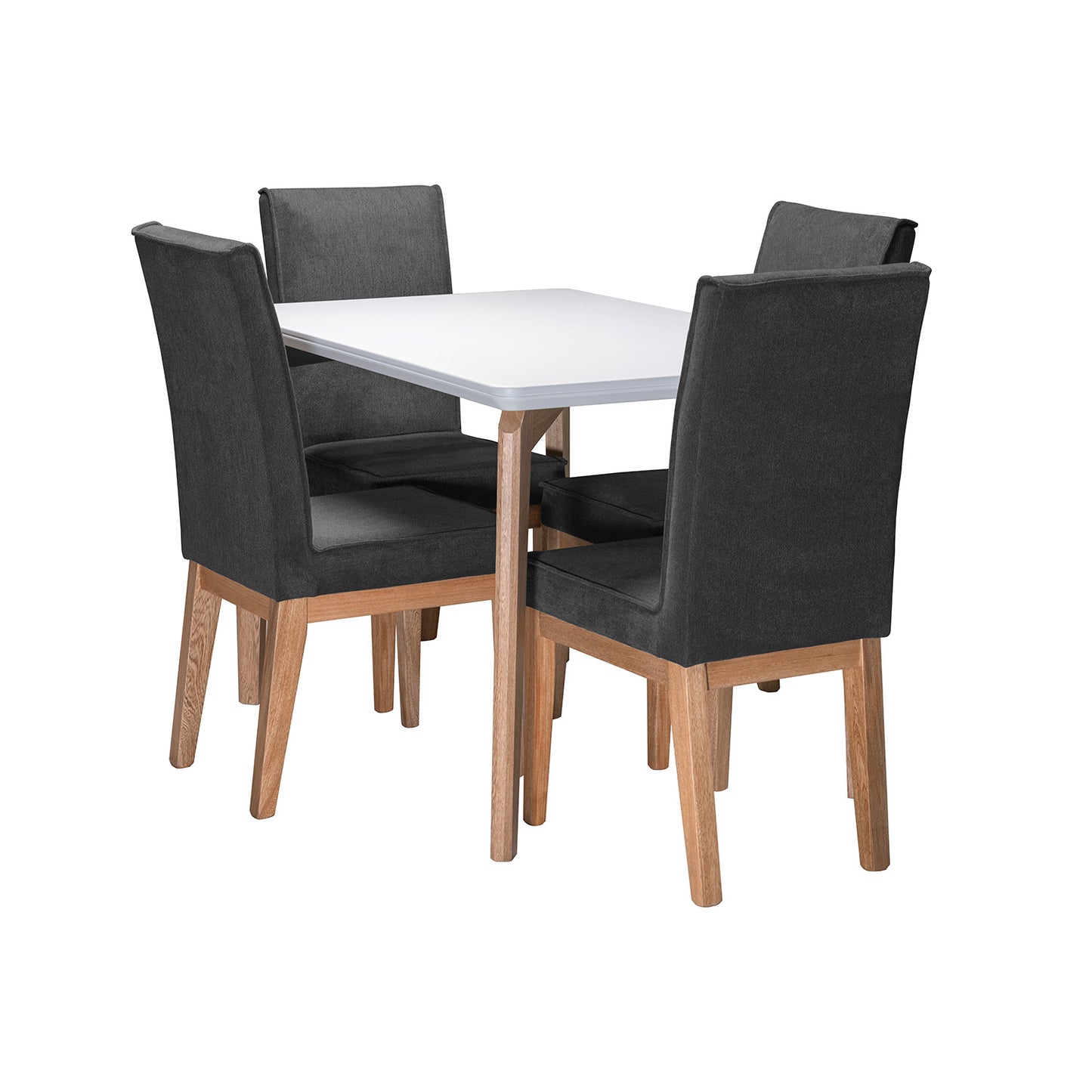 COMEDOR 4 PUESTOS CUSCO BLANCO NATURAL MICROFIBRA GRIS PLOMO