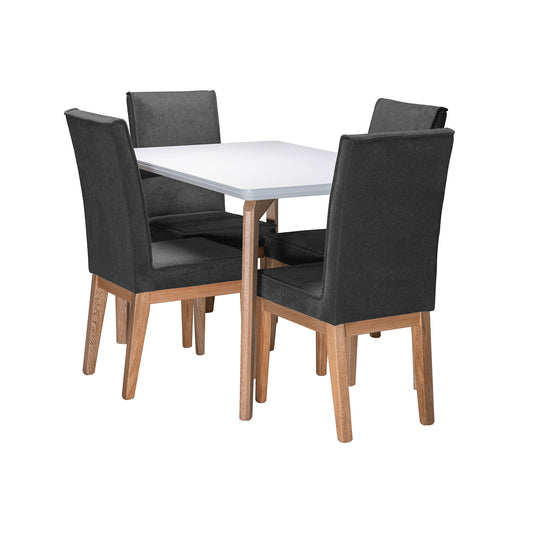 COMEDOR 4 PUESTOS CUSCO BLANCO NATURAL MICROFIBRA GRIS PLOMO