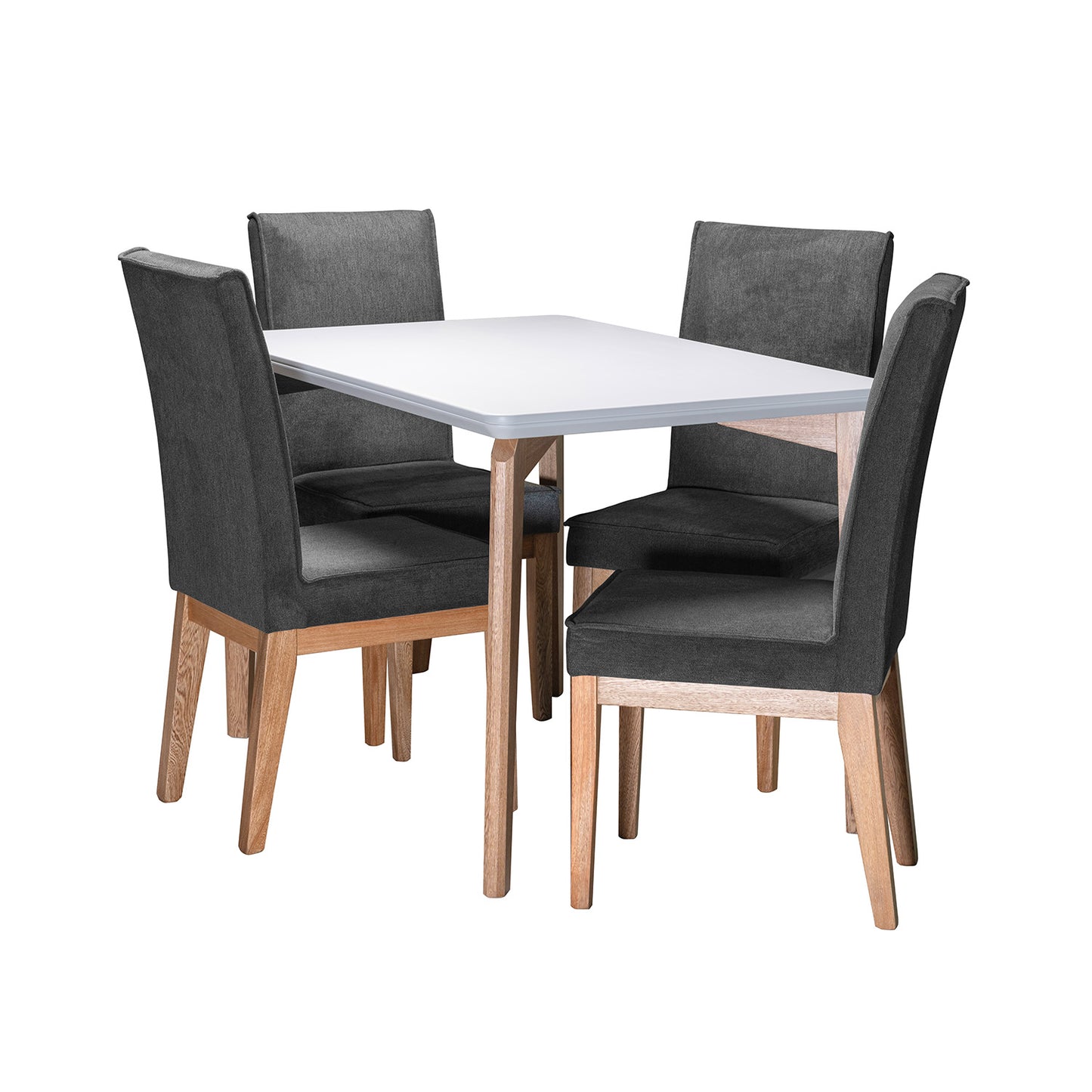 COMEDOR 4 PUESTOS CUSCO BLANCO NATURAL MICROFIBRA GRIS PLOMO