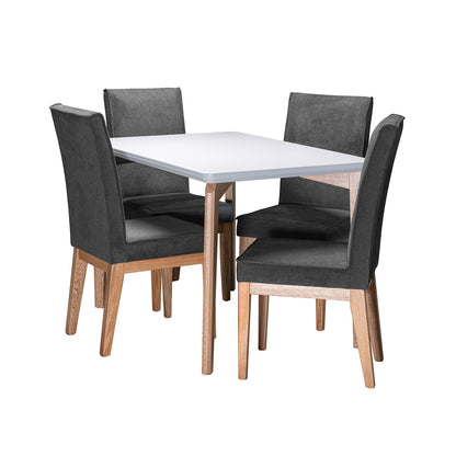 COMEDOR 4 PUESTOS CUSCO BLANCO NATURAL MICROFIBRA GRIS PLOMO