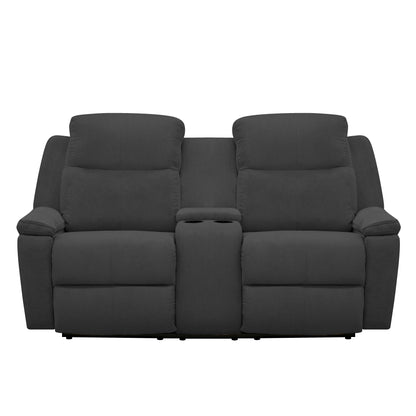 SOFA  RECLINABLE CON CONSOLA MARSELLA MICROFIBRA GRIS