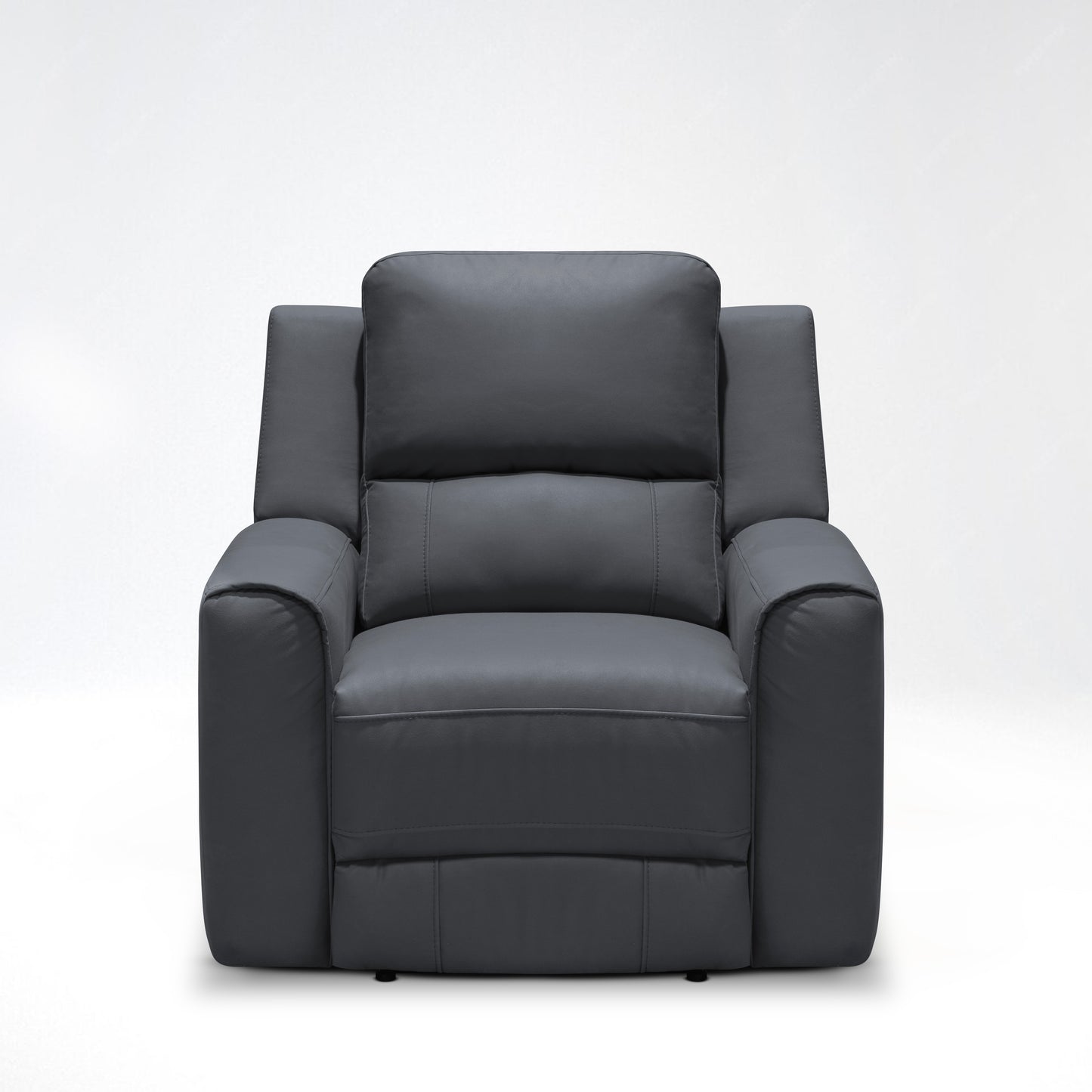 SILLA RECLINABLE MANUAL DUKE 1 PUESTO TIPO CUERO GRAFITO