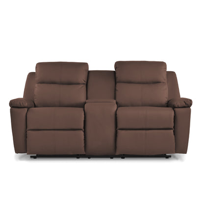 SOFA RECLINABLE CON CONSOLA MARSELLA 2 PUESTOS SINTETICO CHOCOLATE