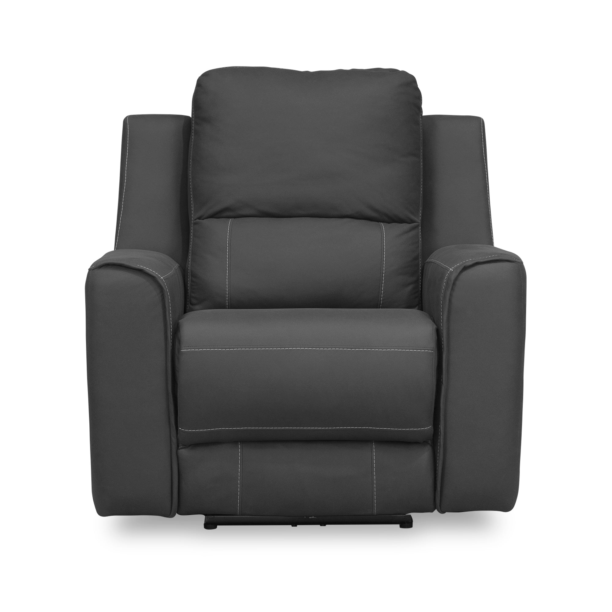Silla reclinable manual duke de 1 puesto en tipo cuero gris plomo