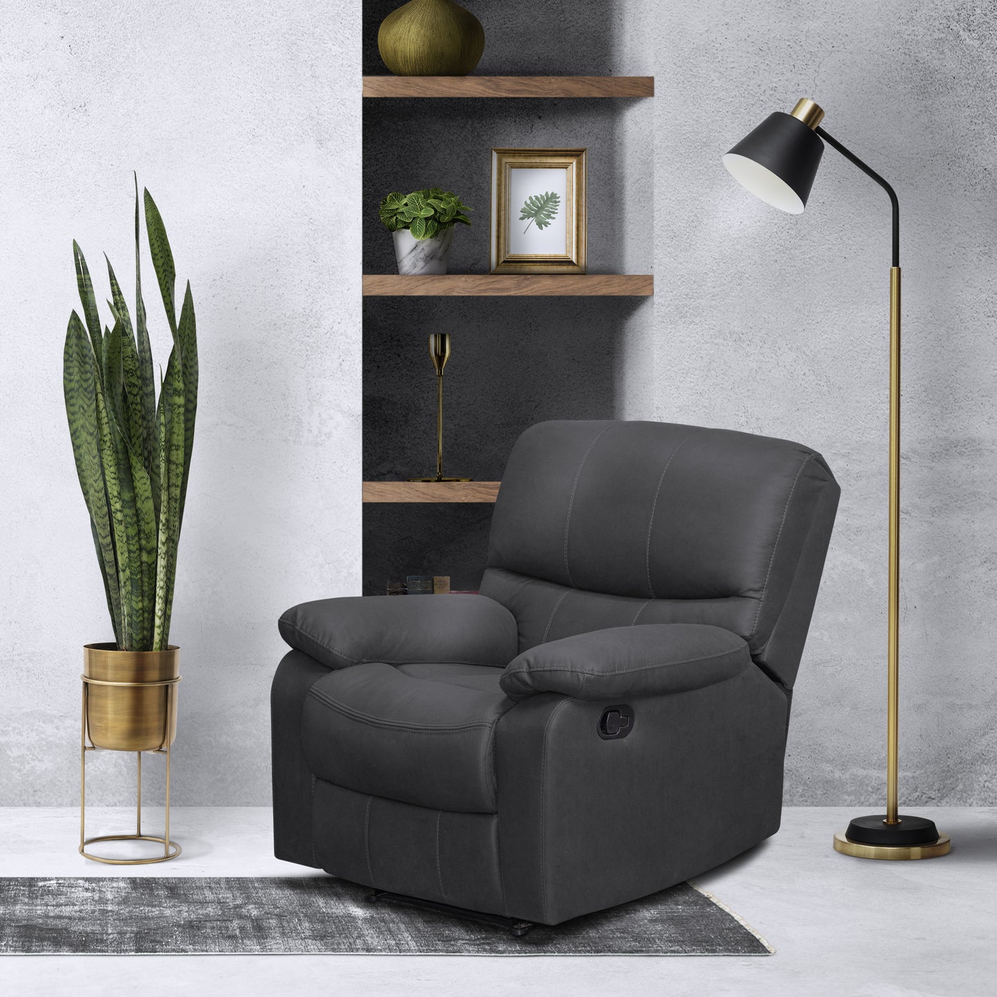 SILLA RECLINABLE GALL 1  PUESTO  ESTATICA TIPO SINTETICO GRIS PLOMO