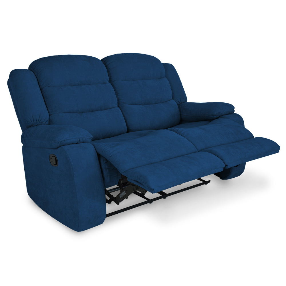 Sofá reclinable grand 2 puestos microfibra azul