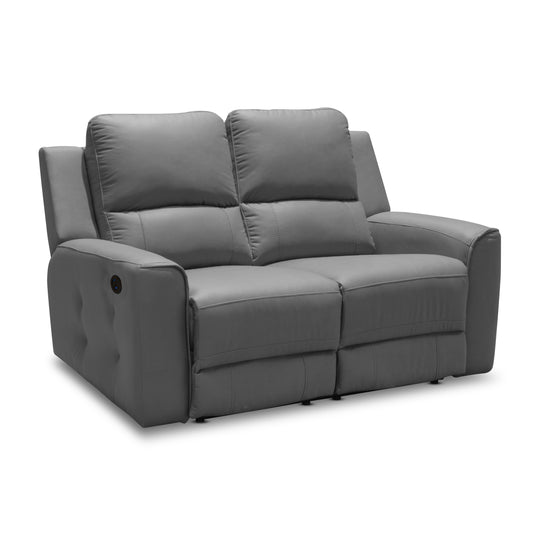 SILLA RECLINABLE 2 PUESTOS ELÉCTRICA DUKE TIPO CUERO  PLATA