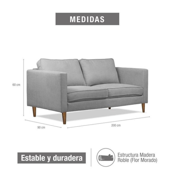 Sofá manhatan 3 puestos en microfibra gris plata