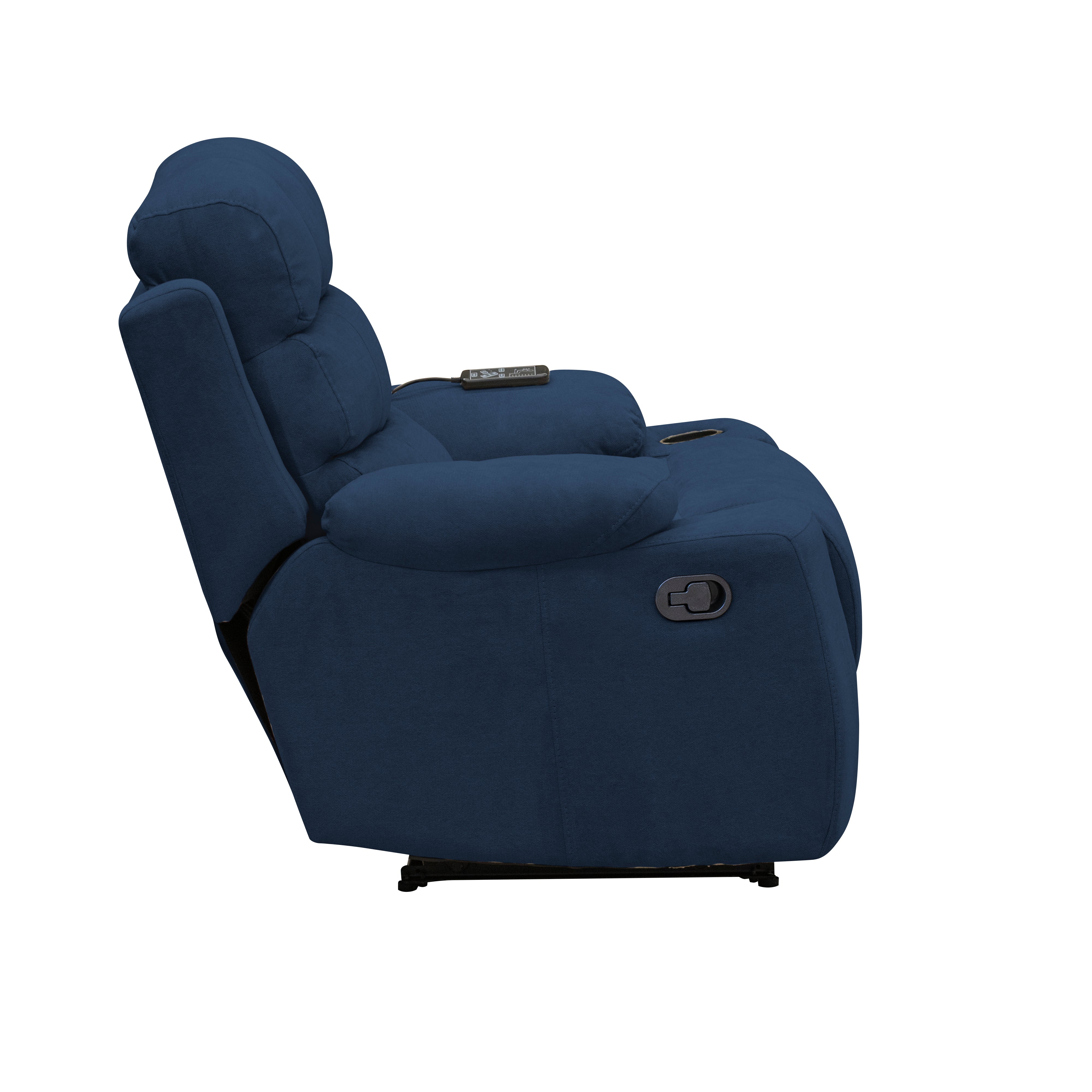 Silla reclinable estatica houston con masaje microfibra azul