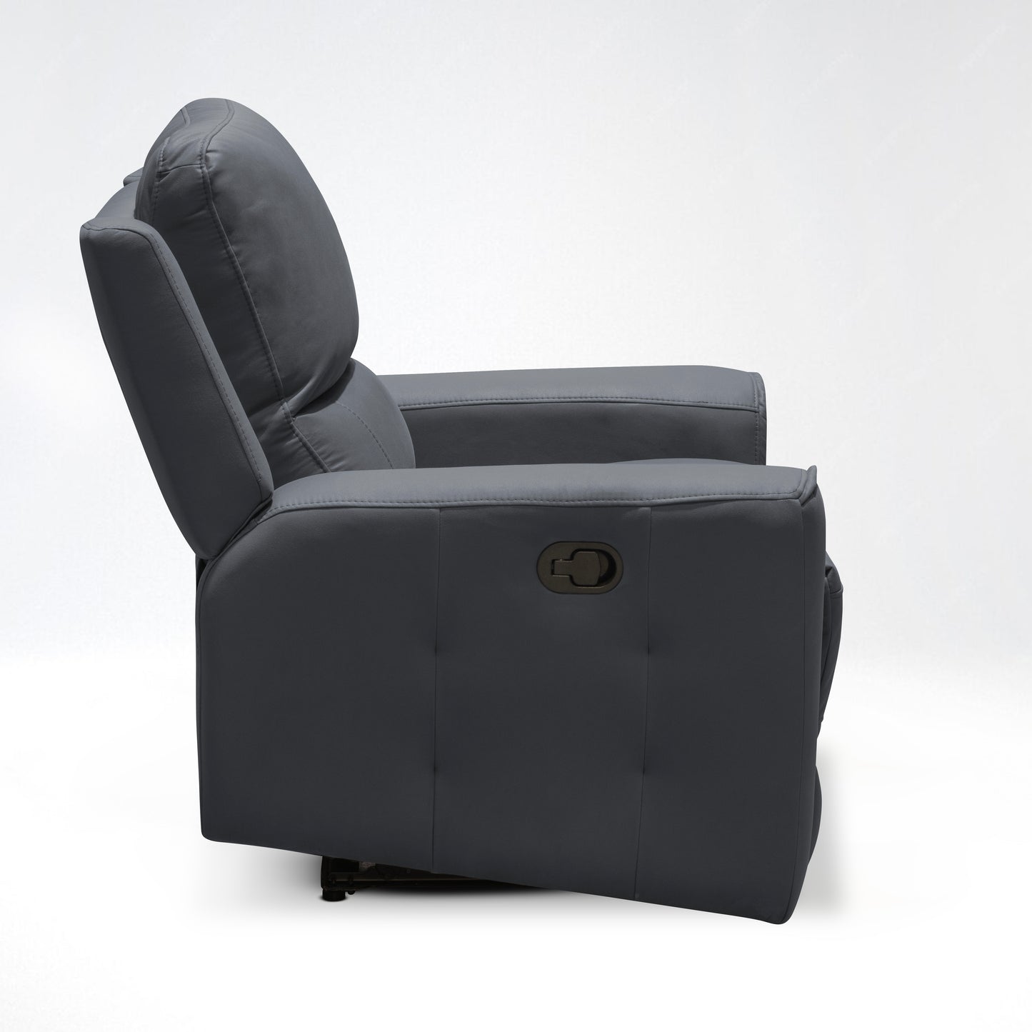 SILLA RECLINABLE MANUAL DUKE 1 PUESTO TIPO CUERO GRAFITO