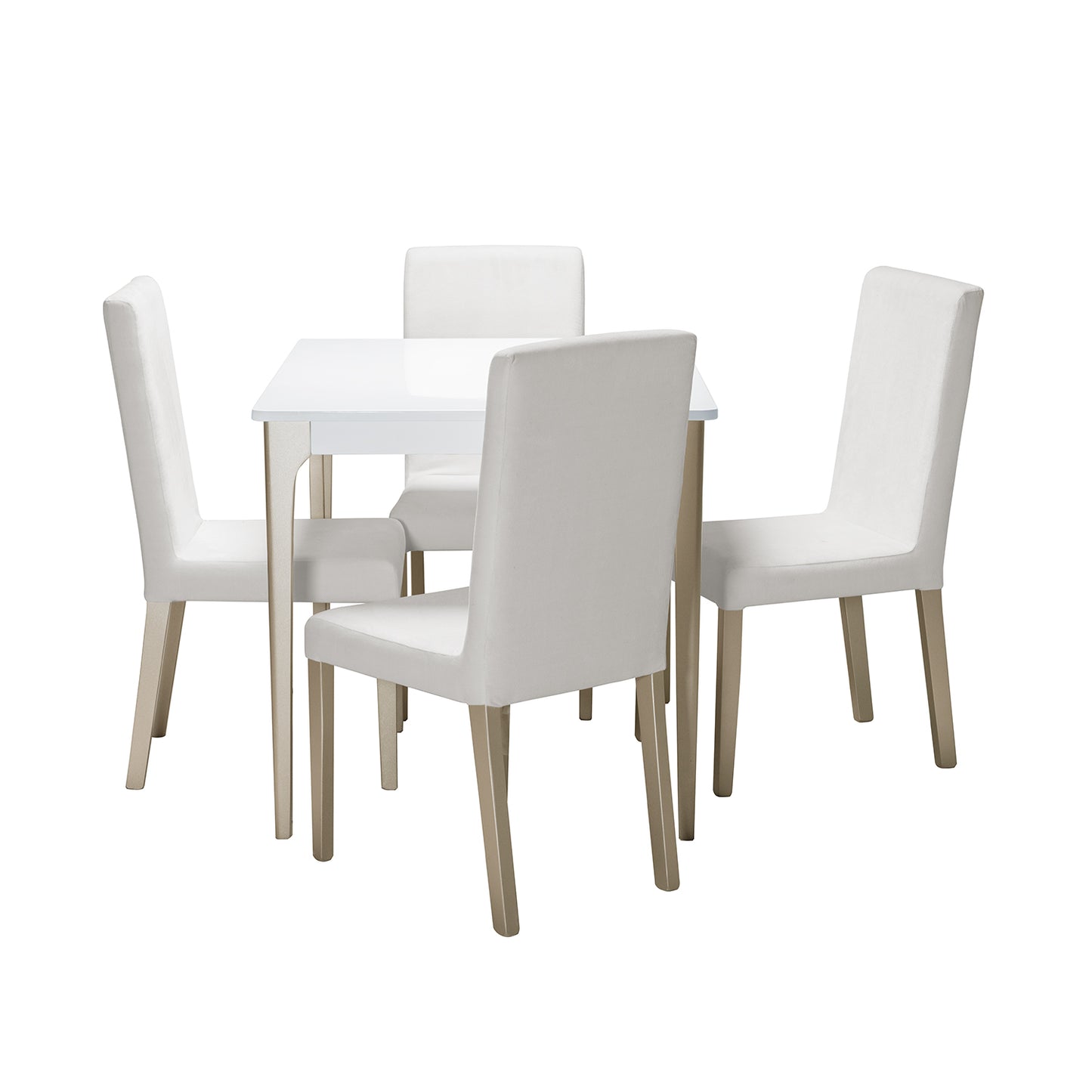 COMEDOR 4 PUESTOS DALY  BLANCO CHAMPAÑA  MICROFIBRA CRUDO