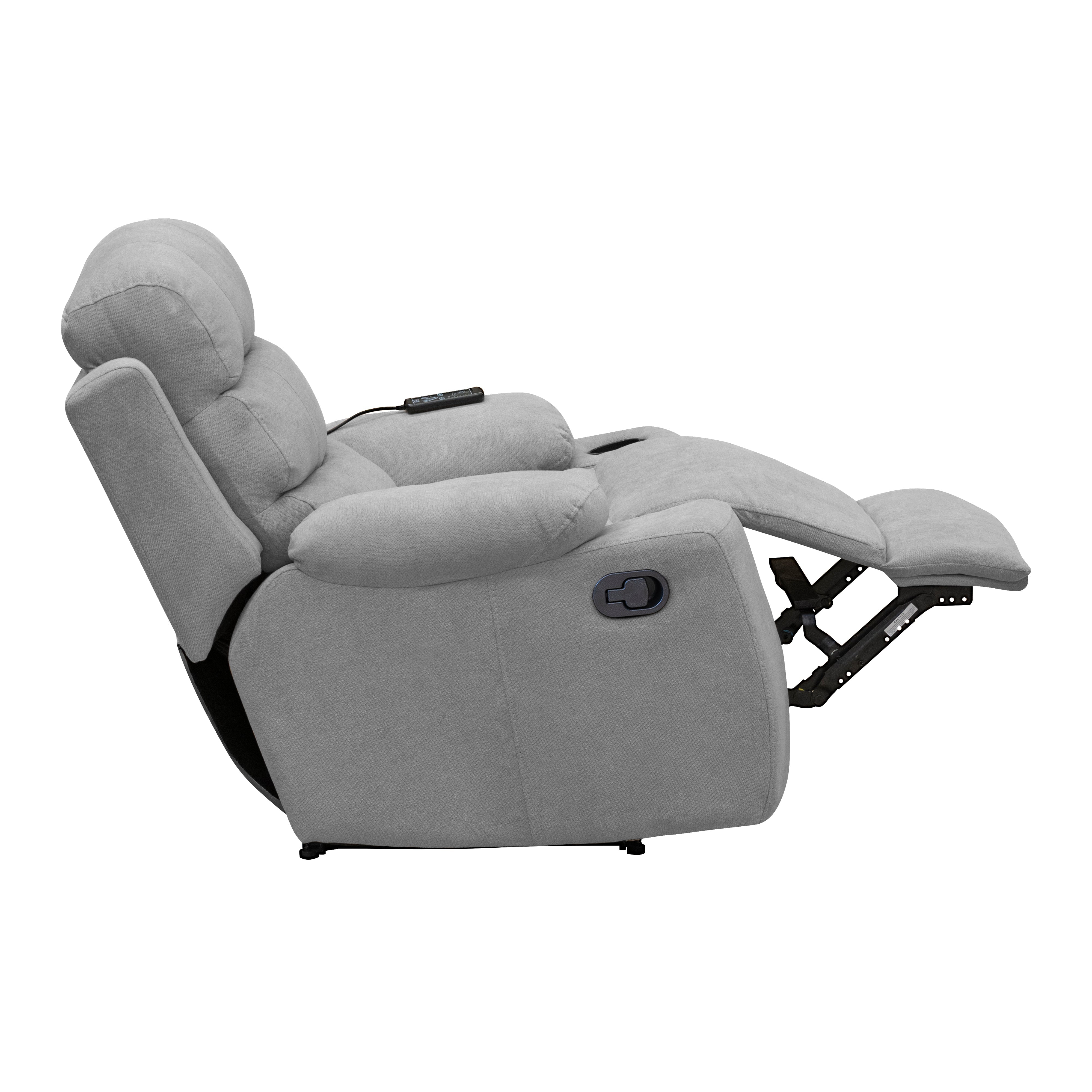 Silla reclinable estática Houston con masaje microfibra plata