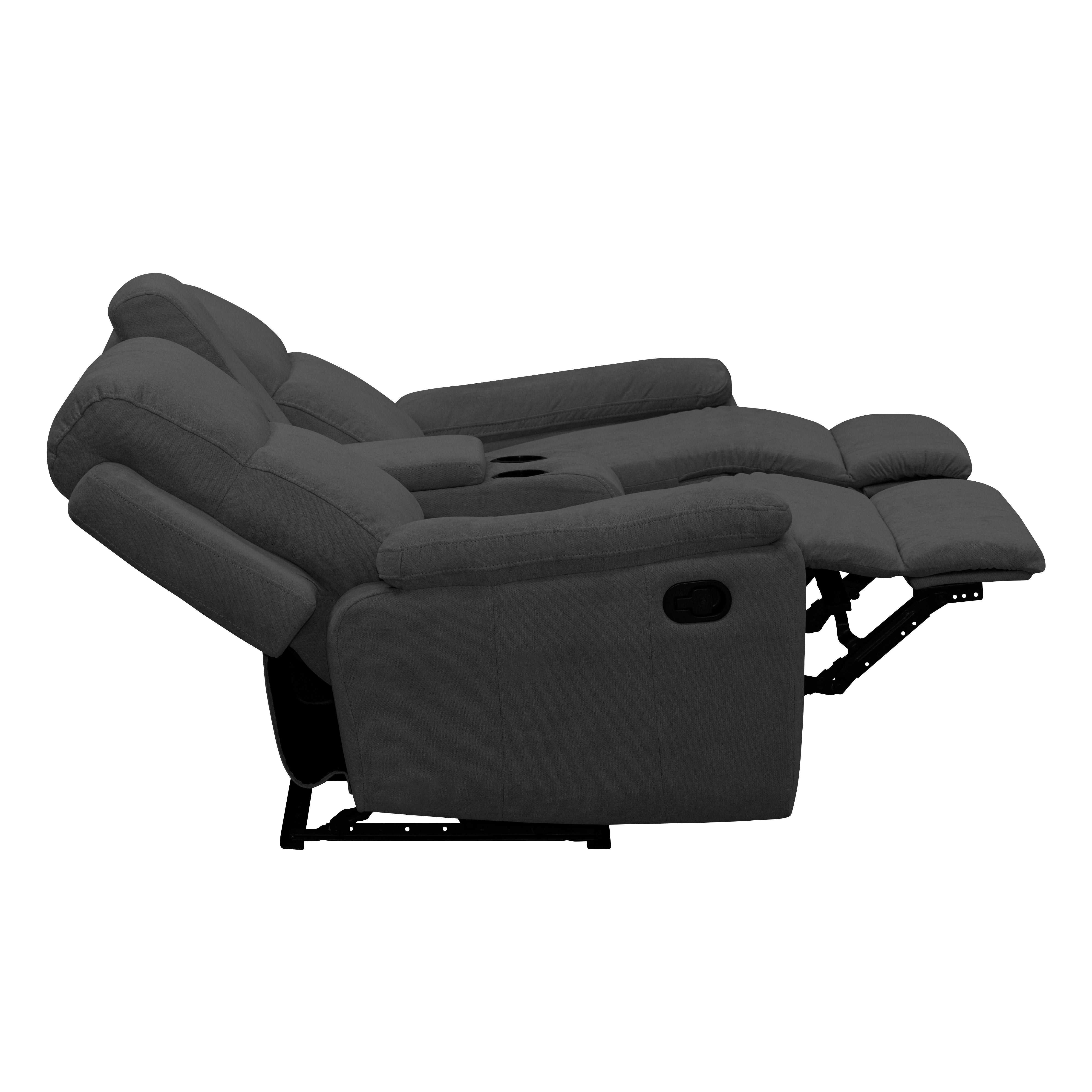 Sofá  Reclinable Con Consola Marsella 2 Puestos  Microfibra Gris