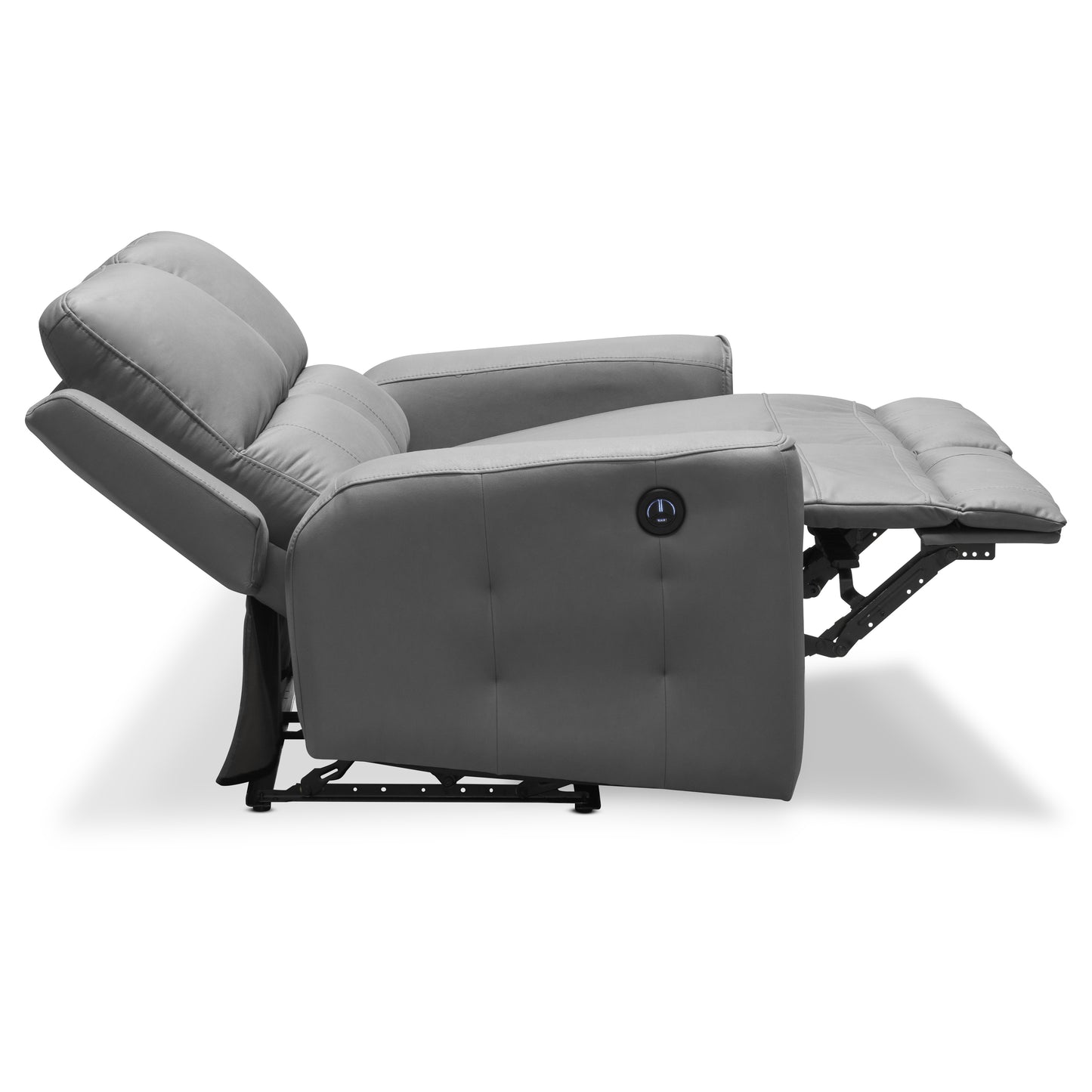 SILLA RECLINABLE 2 PUESTOS ELÉCTRICA DUKE TIPO CUERO  PLATA