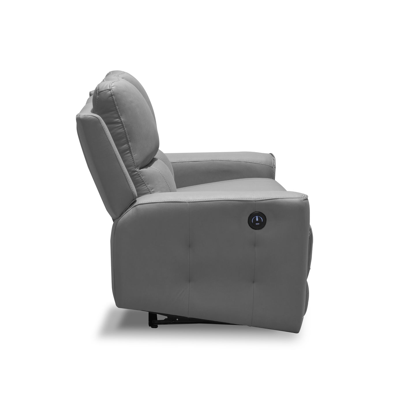 SILLA RECLINABLE 2 PUESTOS ELÉCTRICA DUKE TIPO CUERO  PLATA