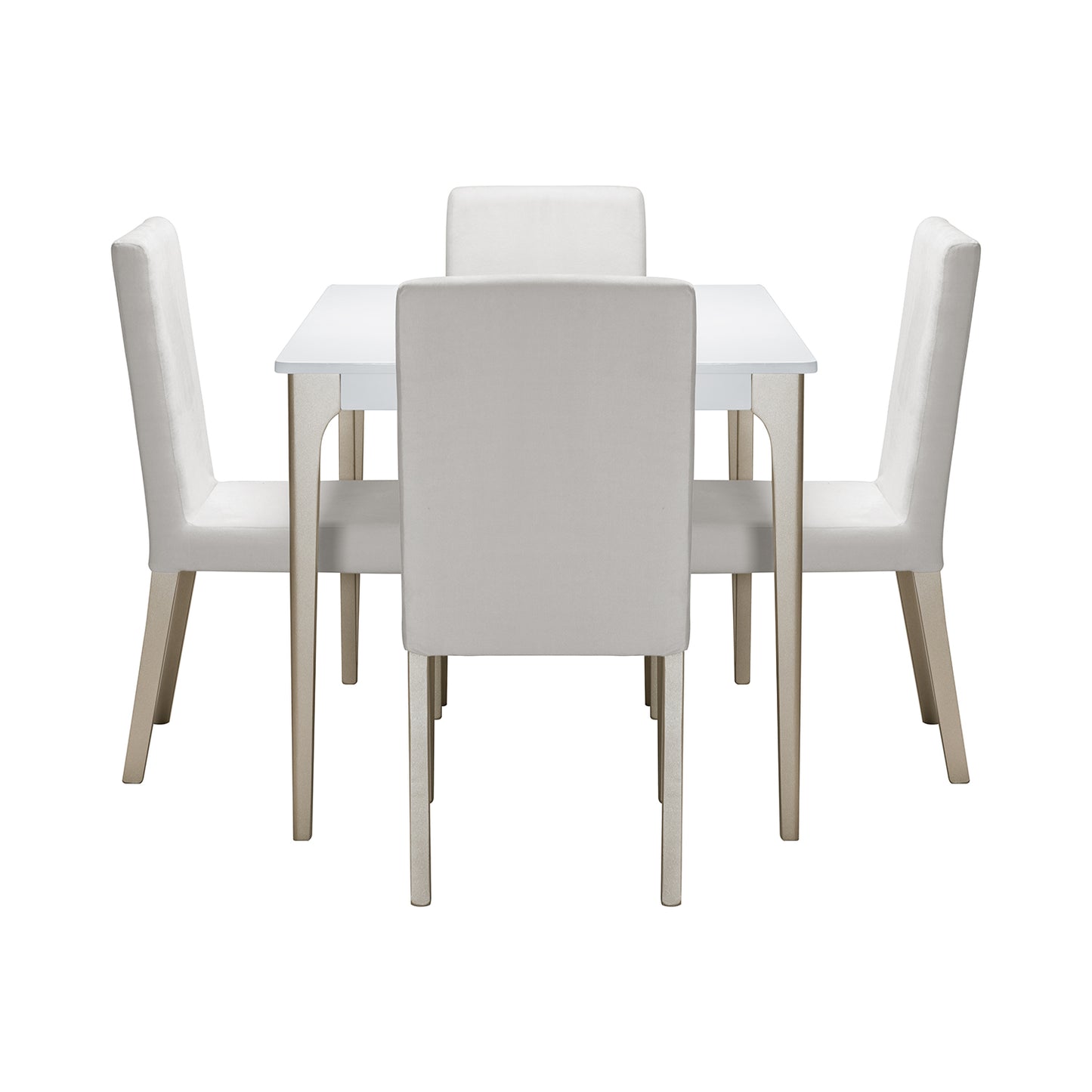 COMEDOR 4 PUESTOS DALY  BLANCO CHAMPAÑA  MICROFIBRA CRUDO