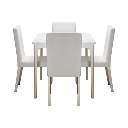 COMEDOR 4 PUESTOS DALY  BLANCO CHAMPAÑA  MICROFIBRA CRUDO