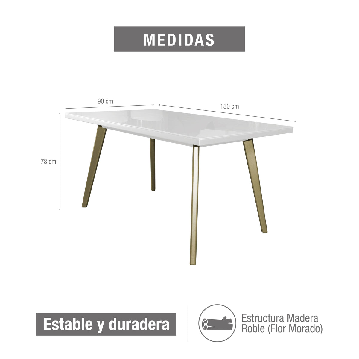 Comedor 6 puestos regina blanco perla-champaña Microfibra crudo