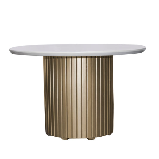 MESA COMEDOR ZELDA 4 PTOS REDONDA CHAMPAÑA BLANCO PERLA